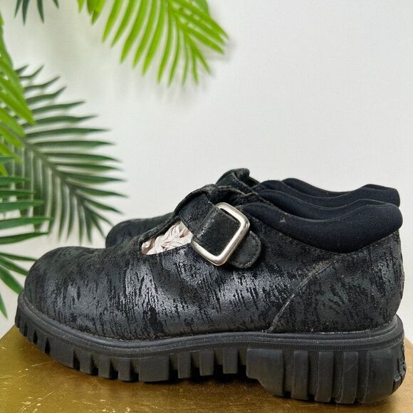 Womens Vintage 90s Grunge Black Preppy Dark Academia Chunky Mary Jane Shoes / 6 - Picture 3 of 8